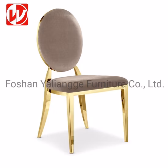 Chaise de restaurant de banquet d'acier inoxydable d'or chaise de mariage de fantaisie de dos rond de velours vert