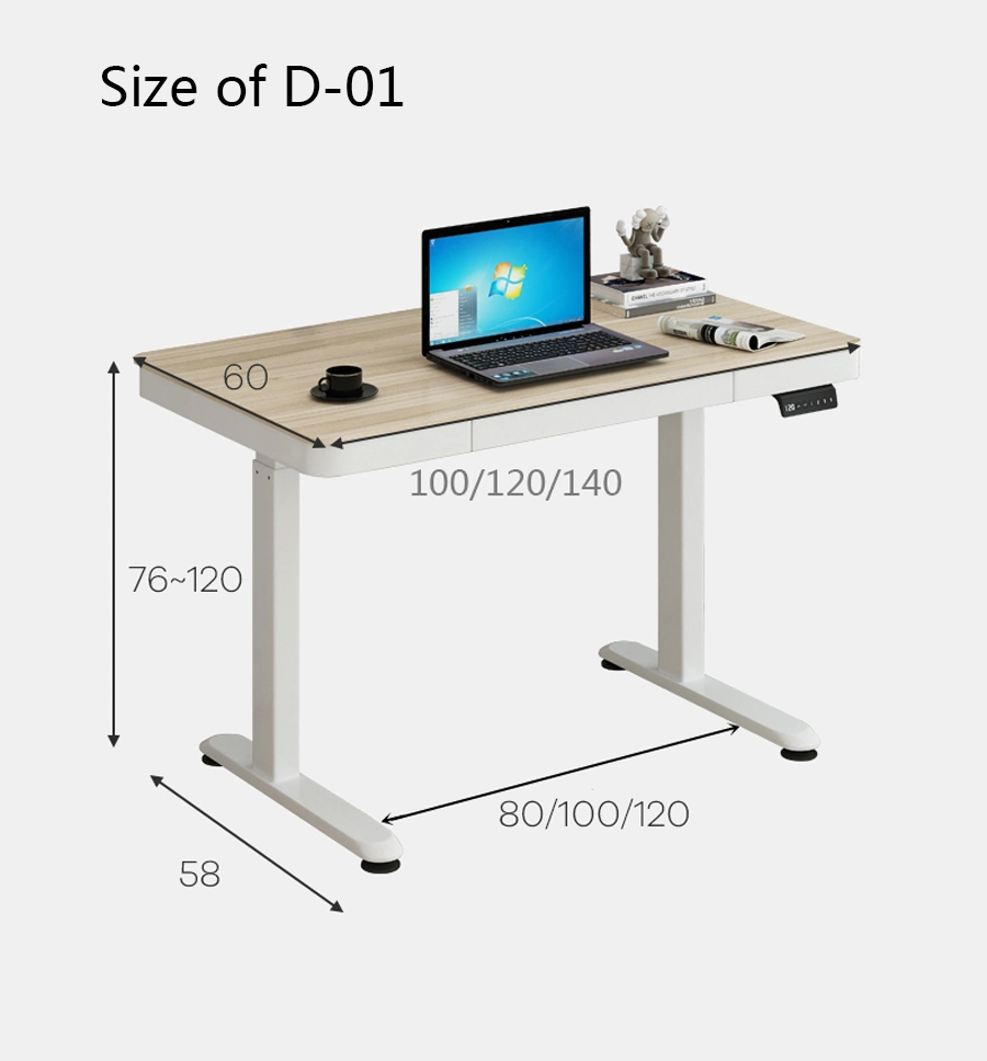 Single Motor Standing Electric Height Adjustable Standing Metal Frame Study Sit Stand Computer Desk for Office Home School