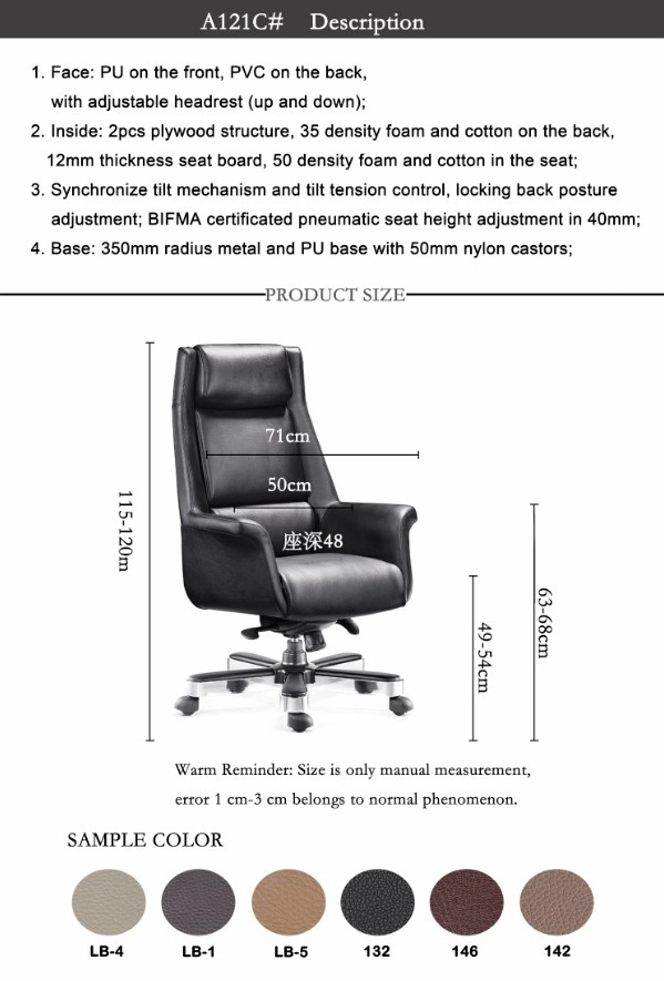 with up Down Headrest Office Boss Chair Computer Chair Ergonomic High Back Leather Chair