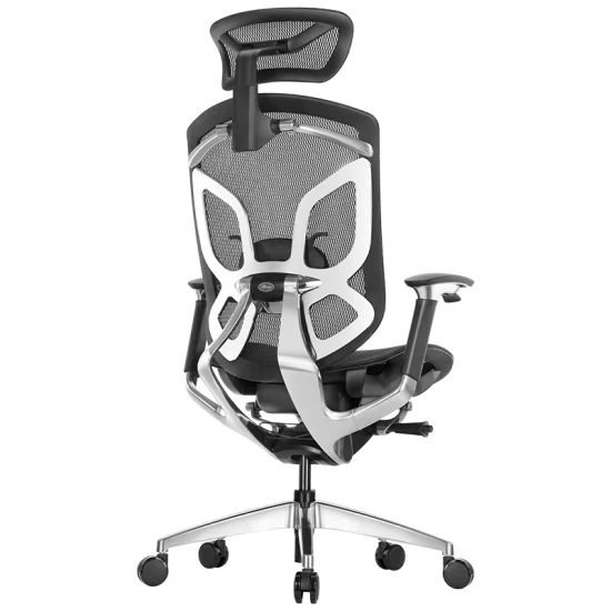 Chaise de bureau ergonomique en maille à dossier haut avec appuie-tête réglable 3D au design unique