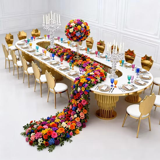 Chaise de mariage en acier inoxydable or Sawa pour l'hôtel d'événement de banquet