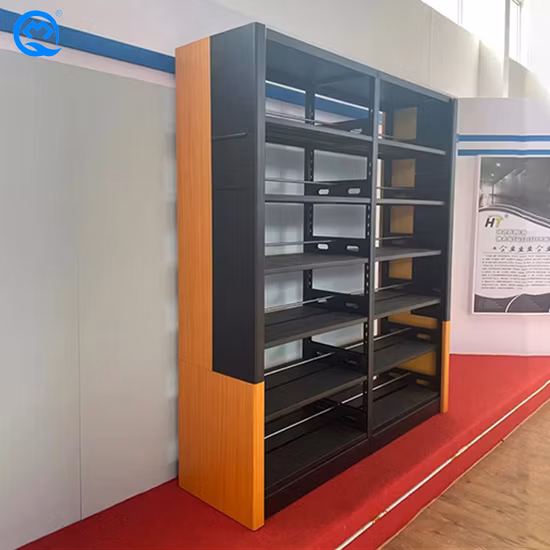Étagère de livre de bibliothèque d'école en métal d'étagères en acier à double face