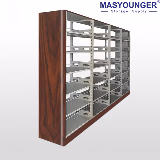 Bibliothèque double face en acier et bois pour école/bibliothèque/bureau